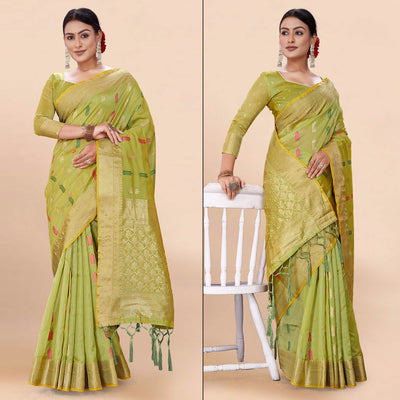 green-woven-organza-saree-with-tassels-9
