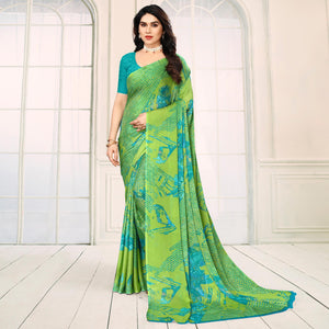green-printed-georgette-saree-2