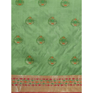 Mehendi Woven Organza Saree