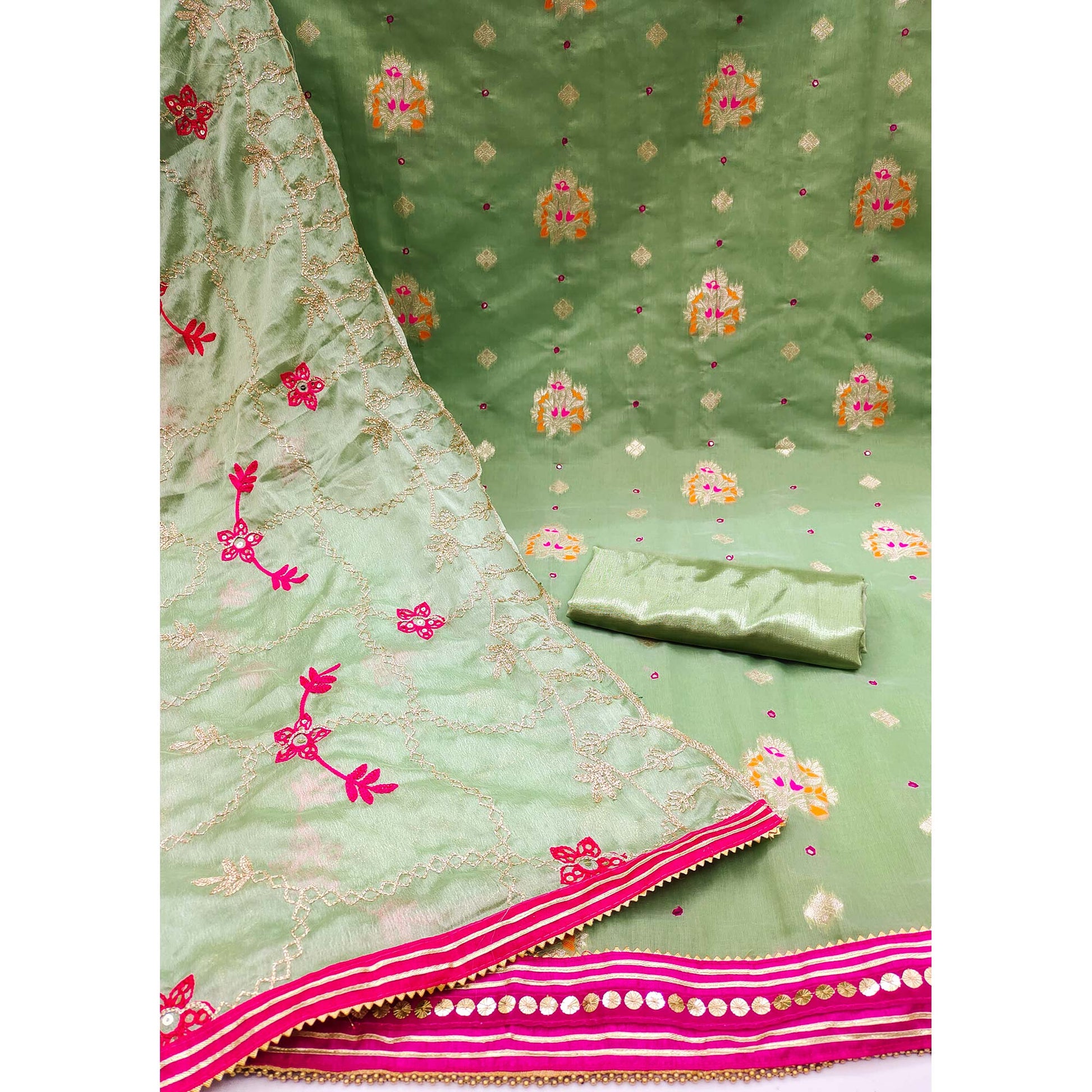 47-green-floral-woven-banarasi-silk-dress-material