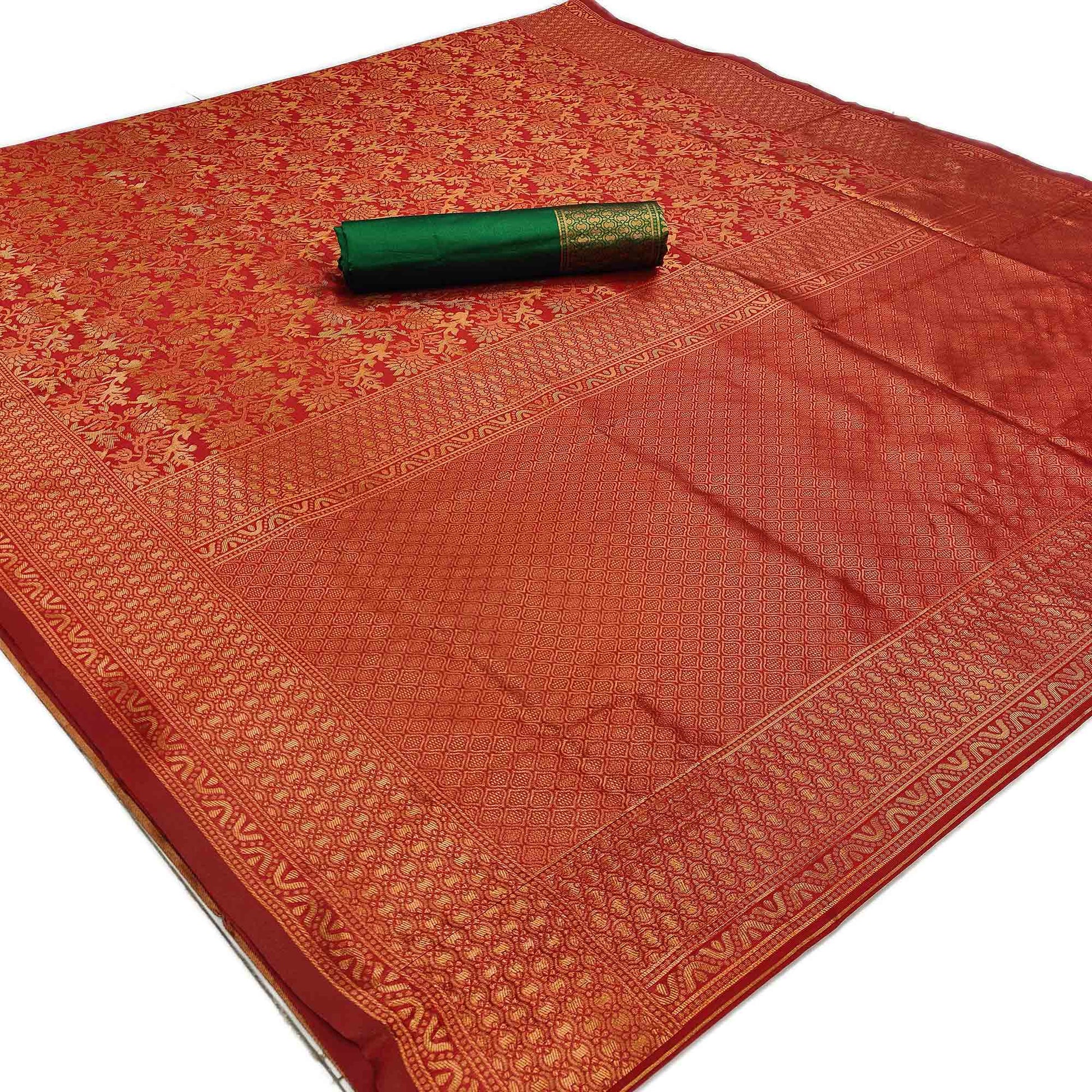 Maroon Woven Banarasi Silk Saree