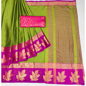 green-woven-cotton-silk-saree-with-tassels-6