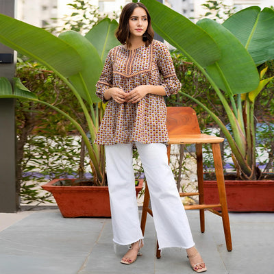 Multicolor Floral Printed Pure Cotton Top