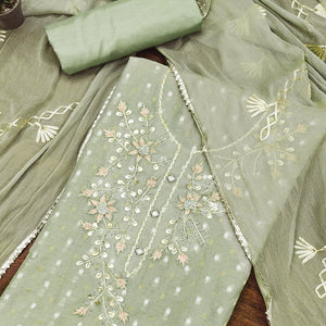 green-woven-chanderi-dress-material-1