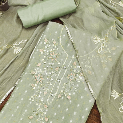 green-woven-chanderi-dress-material-1