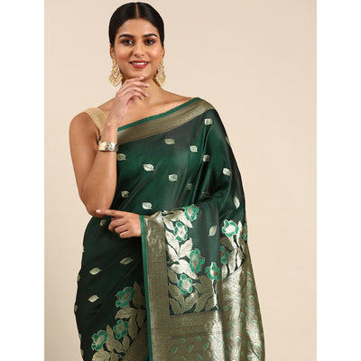 green-woven-kanjivaram-silk-saree-withtassels