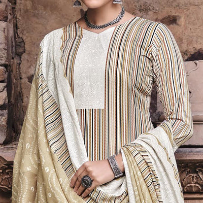 Chikoo Printed Pure Cotton Salwar Suit