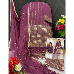 Mauve Sequins Embroidered Georgette Pakistani Suit