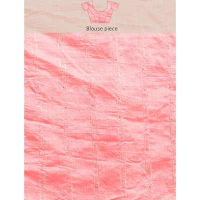 Light Pink Foil Printed With Swarovski Chiffon Saree