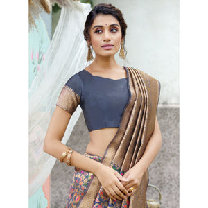 Grey Woven Art Silk Saree