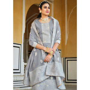 Grey Woven Pure Cotton Suit