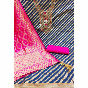 Blue Woven Jacquard Dress Material