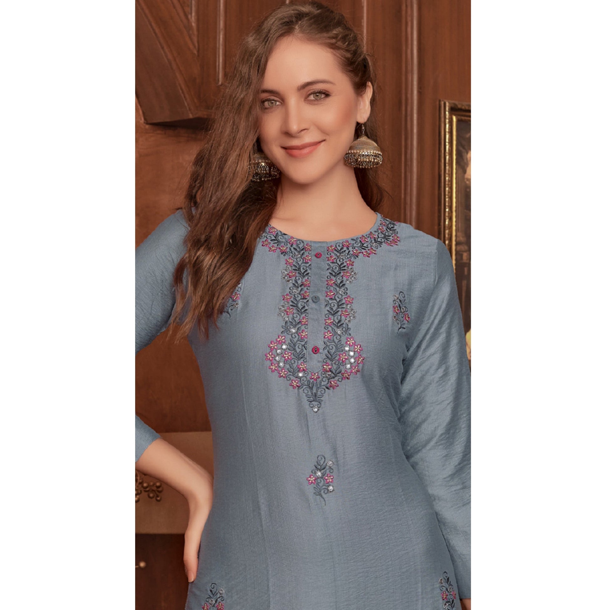 grey-floral-embroidered-rayon-kurti