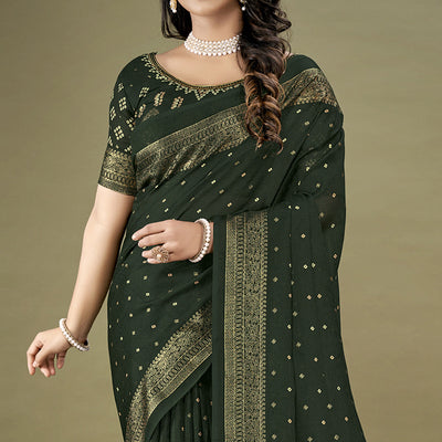 green-bandhani-printed-with-zari-border-jute-saree