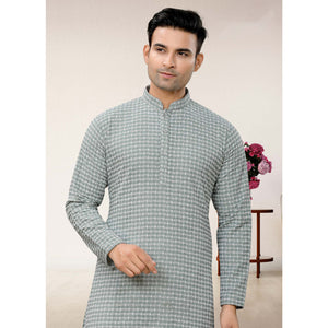 gray-lucknowi-embroidered-georgette-kurta-pyjama-set