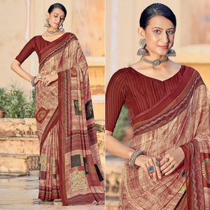 Maroon Printed Georgette Saree