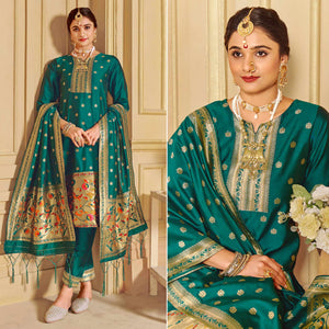 green-floral-woven-tapetta-silk-salwar-suit