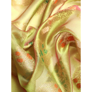 Mehendi Green Floral Woven Organza Silk Saree