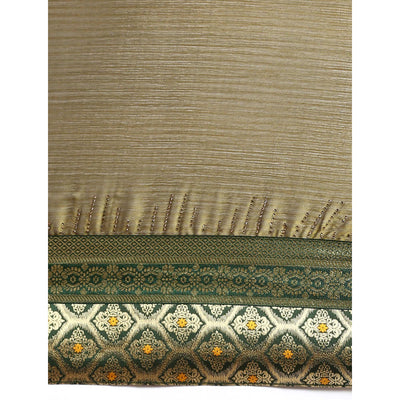 Mehndi Green Swaroski Work With Woven Border Satin Saree