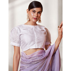Light Purple Zari Embroidered Georgette Sarree