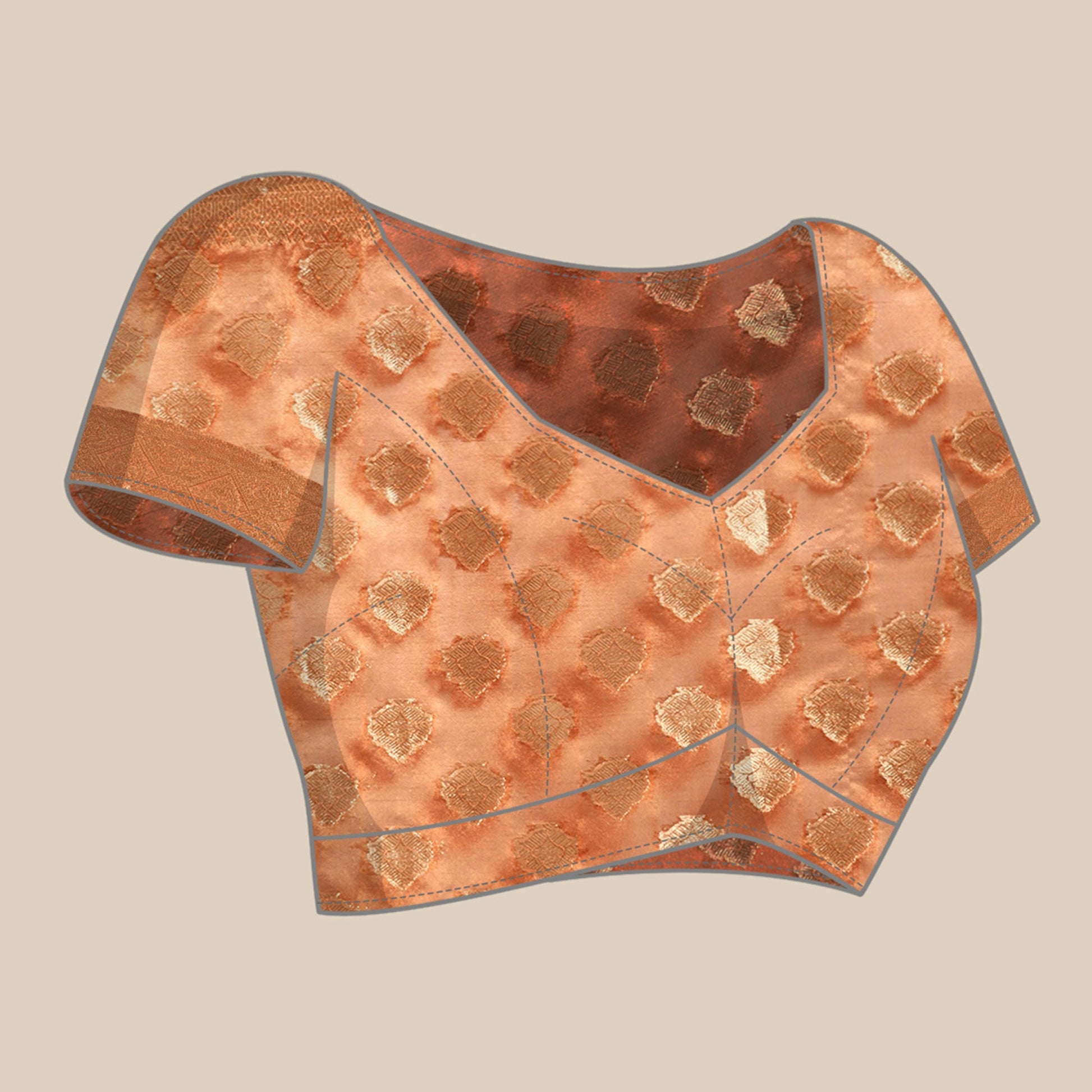 Brown Woven Organza Silk Saree With Tassels