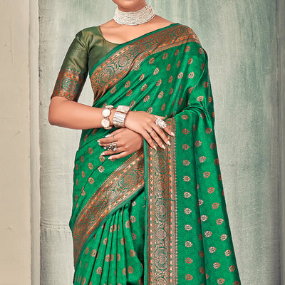 green-woven-art-silk-saree-with-tassels-2