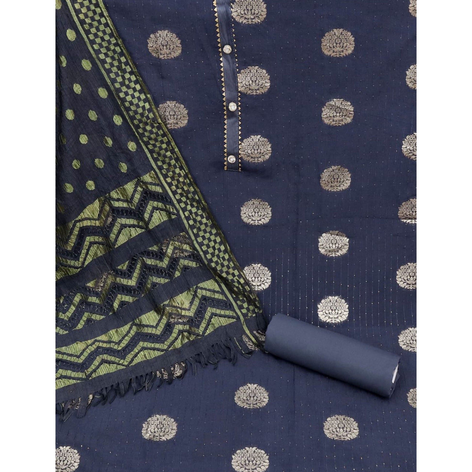 Grey Woven With Sequins Work Modal Dress Material