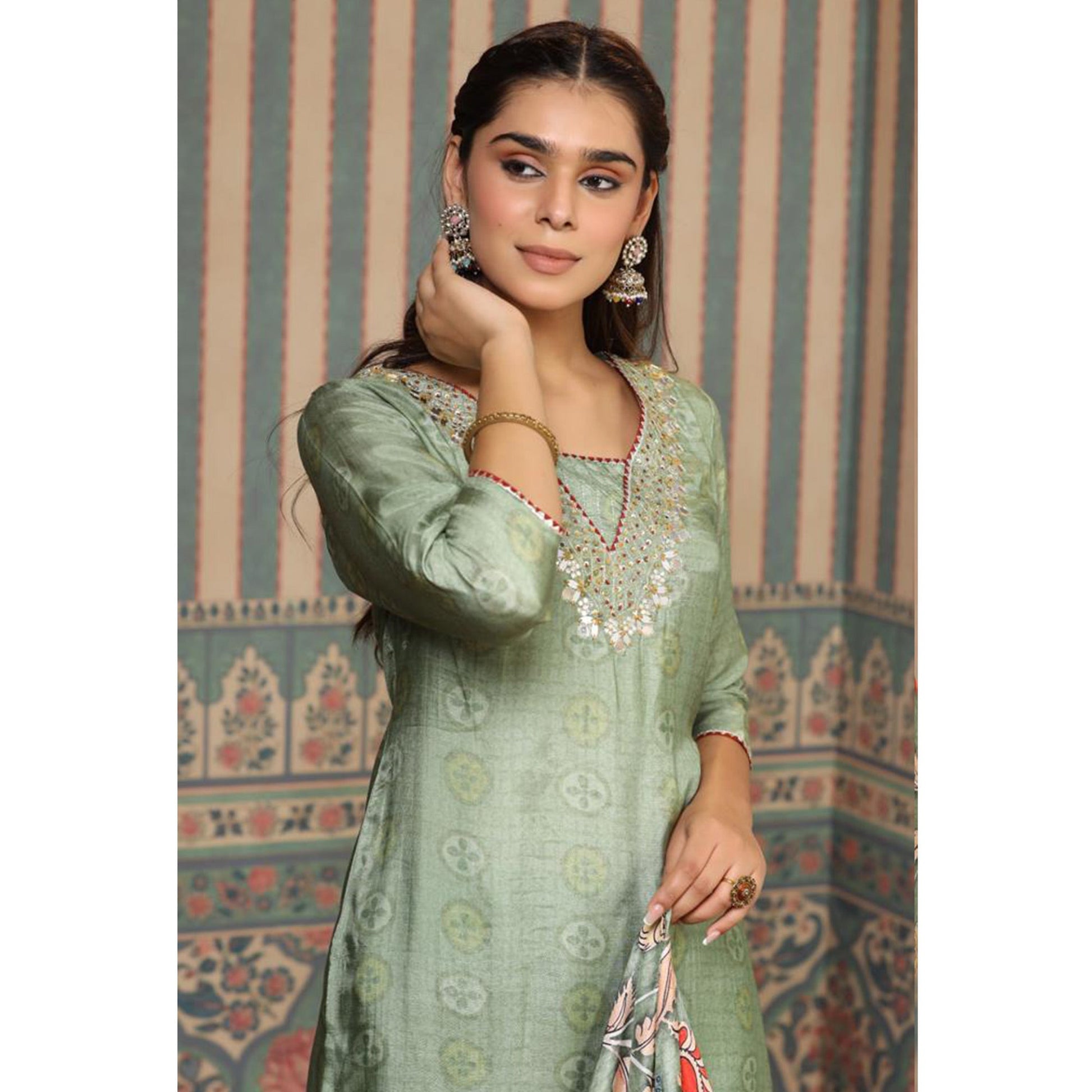 green-printed-with-gota-work-muslin-salwar-suit