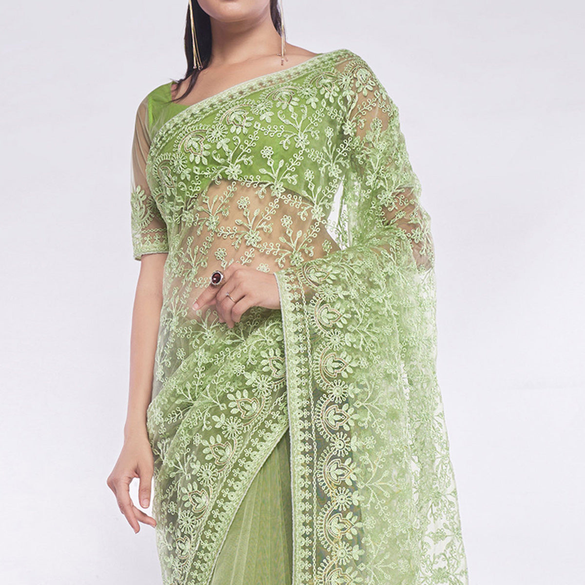 green-floral-embroidered-net-saree