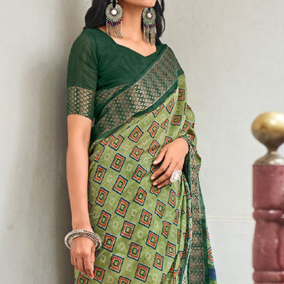 a-green-printed-with-woven-border-raw-silk