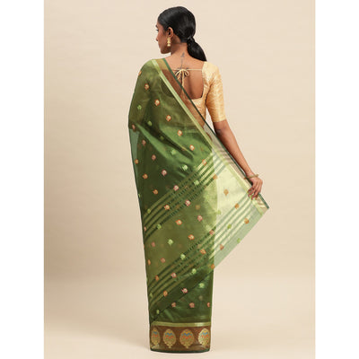 Mehendi Woven Organza Saree