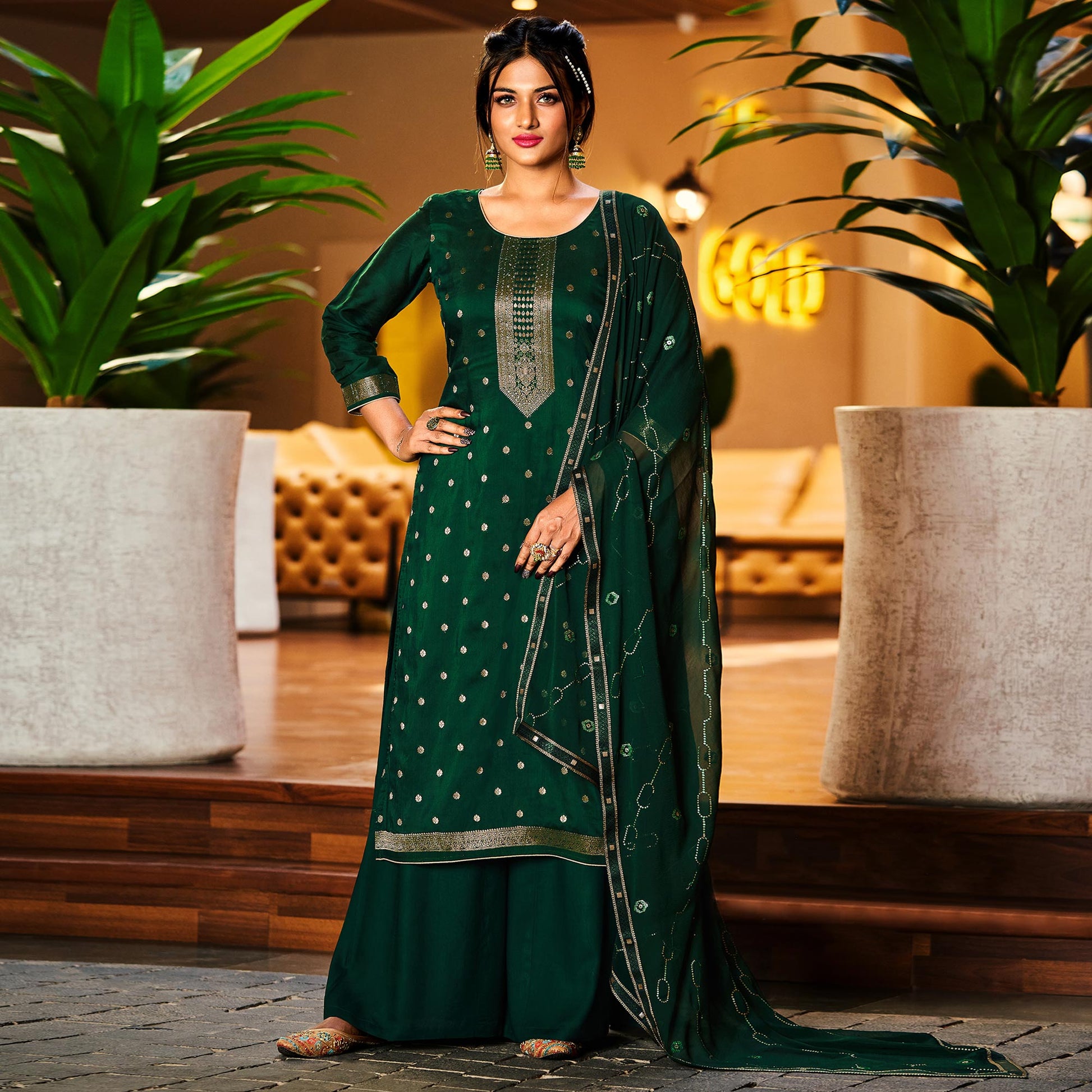 green-woven-muslin-palazzo-suit