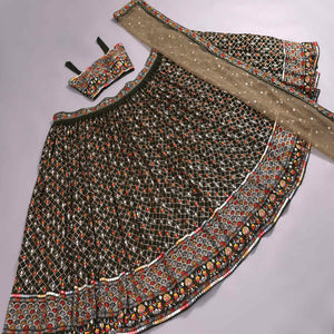 Mehendi Green Sequins Embroidered Georgette Lehenga Choli
