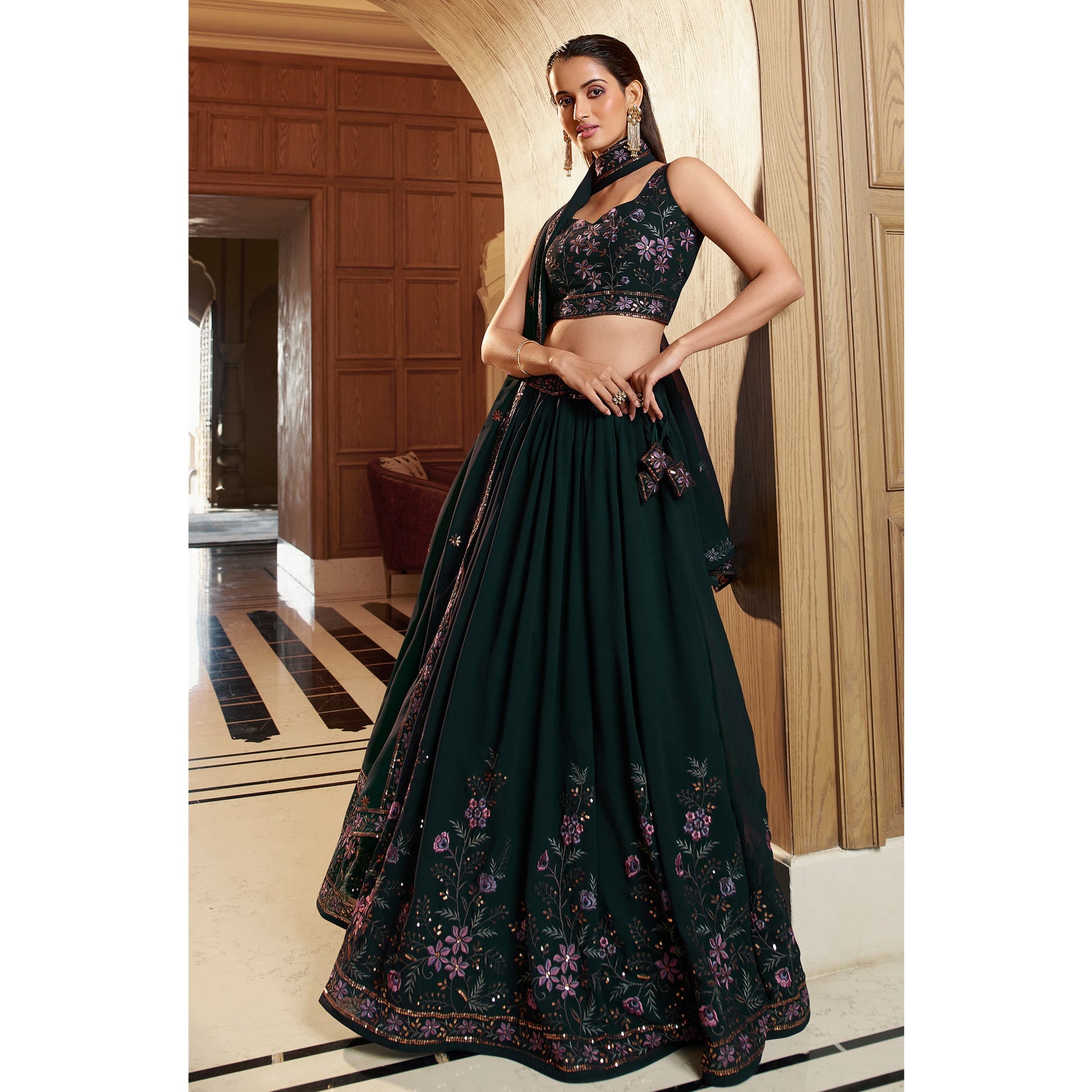 green-sequins-embroidered-georgette-lehenga-choli