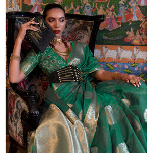 green-woven-organza-saree-with-tassels-6