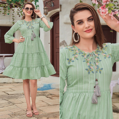 green-floral-embroidered-rayon-dress