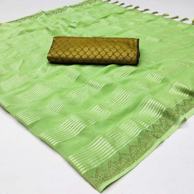 4-green-striped-with-stone-work-georgette-saree