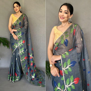 55grey-floral-woven-cotton-saree