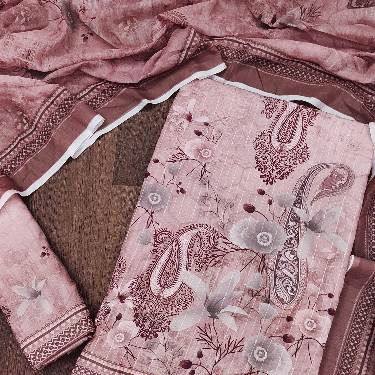 Mauve Digital Printed Muslin Dress Material