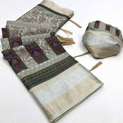 Multicolor Floral Digital Printed Pure Cotton Saree