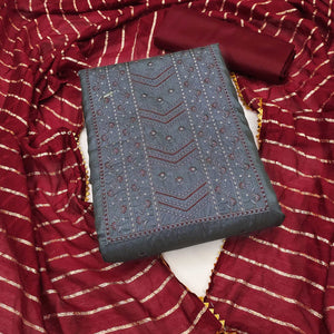 grey-floral-sequence-embroidered-raw-silk-dress-material