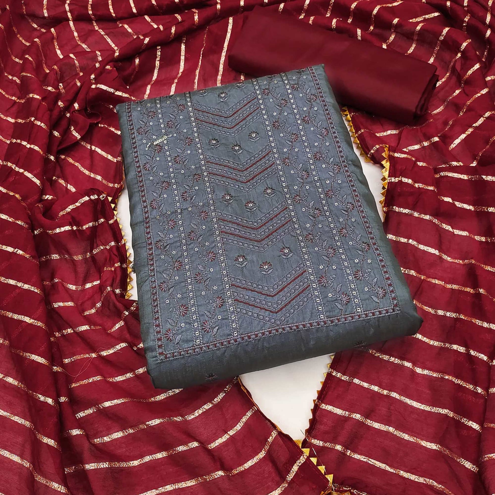 grey-floral-sequence-embroidered-raw-silk-dress-material