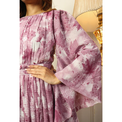 Mauve Floral Printed Georgette Gown