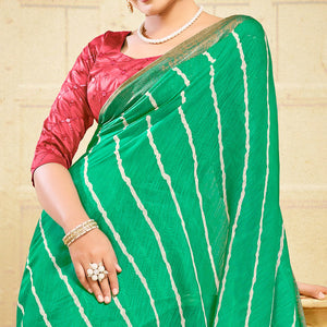 green-leheriya-printed-linen-saree