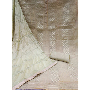 Chikoo Gota Work Chanderi Dress Material