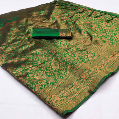 green-woven-art-silk-saree-with-tassels-5