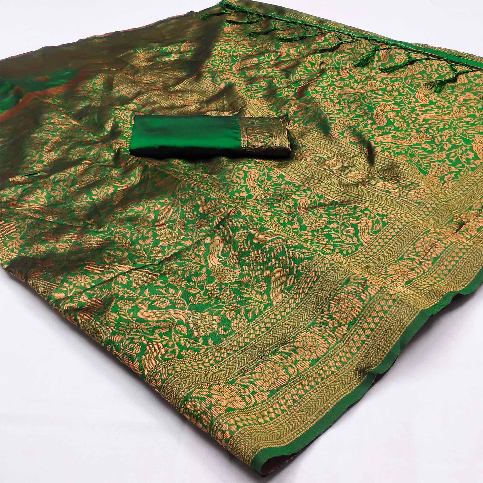 green-woven-art-silk-saree-with-tassels-5