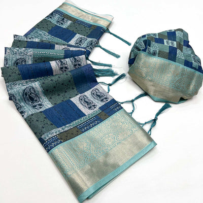 Multicolor Floral Digital Printed Pure Cotton Saree