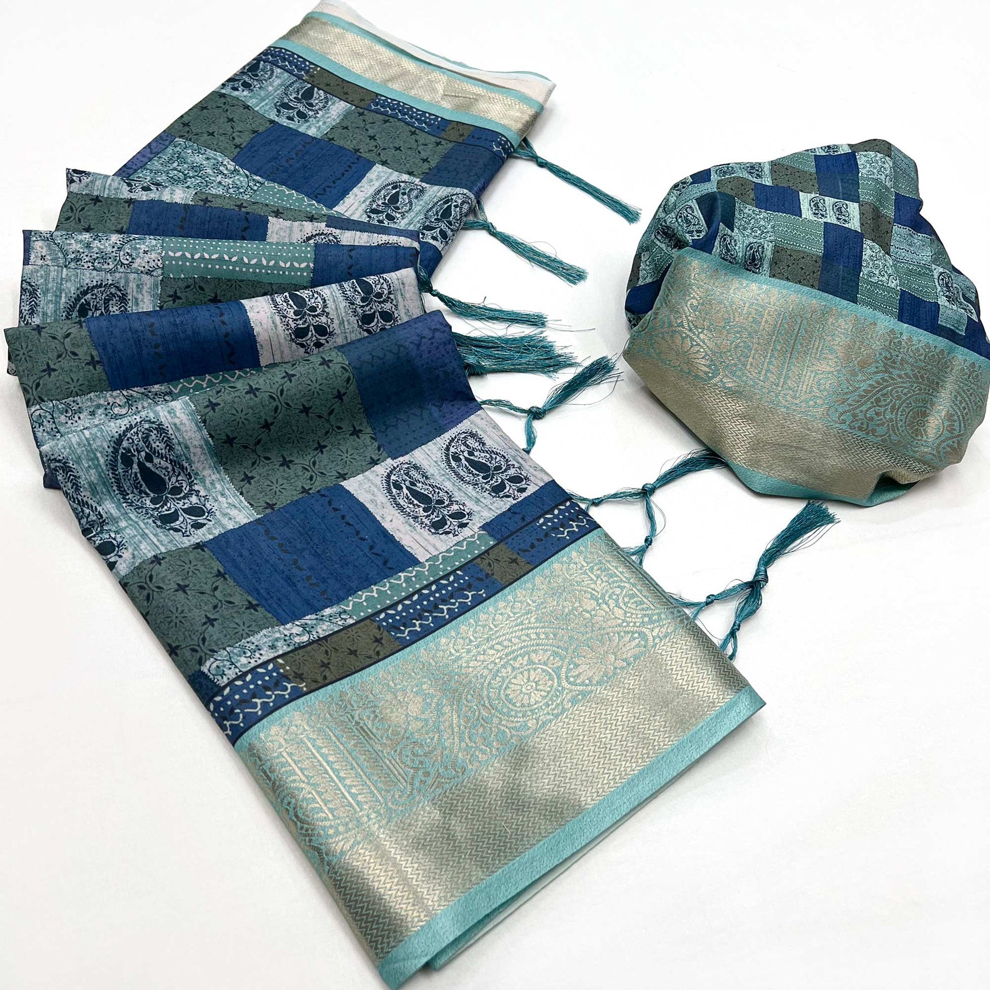 Multicolor Floral Digital Printed Pure Cotton Saree