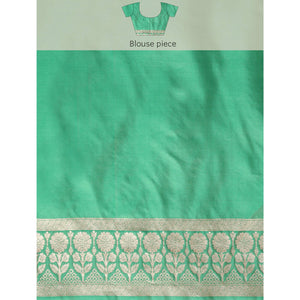 green-floral-woven-organza-silk-saree-with-tassels